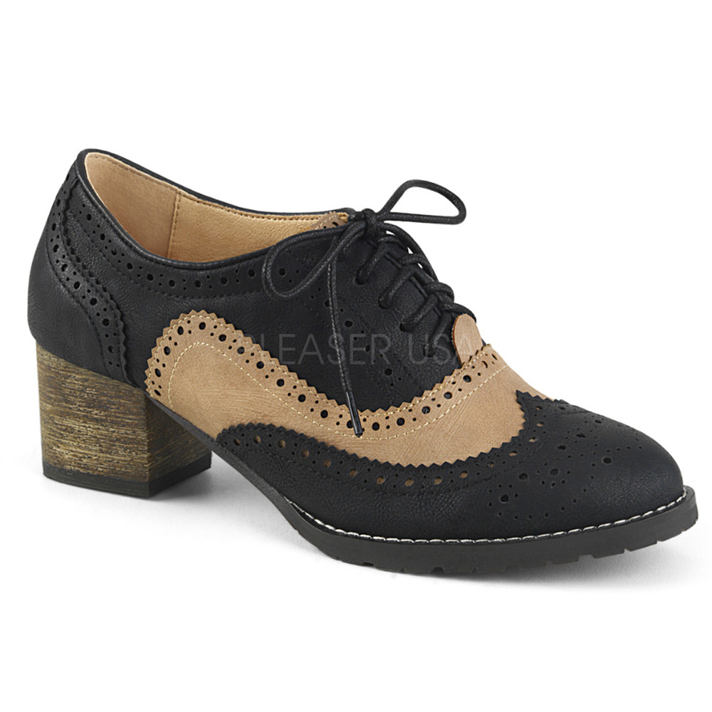 Spectator Wingtip Lace Up Low Heel Oxford Shoes
